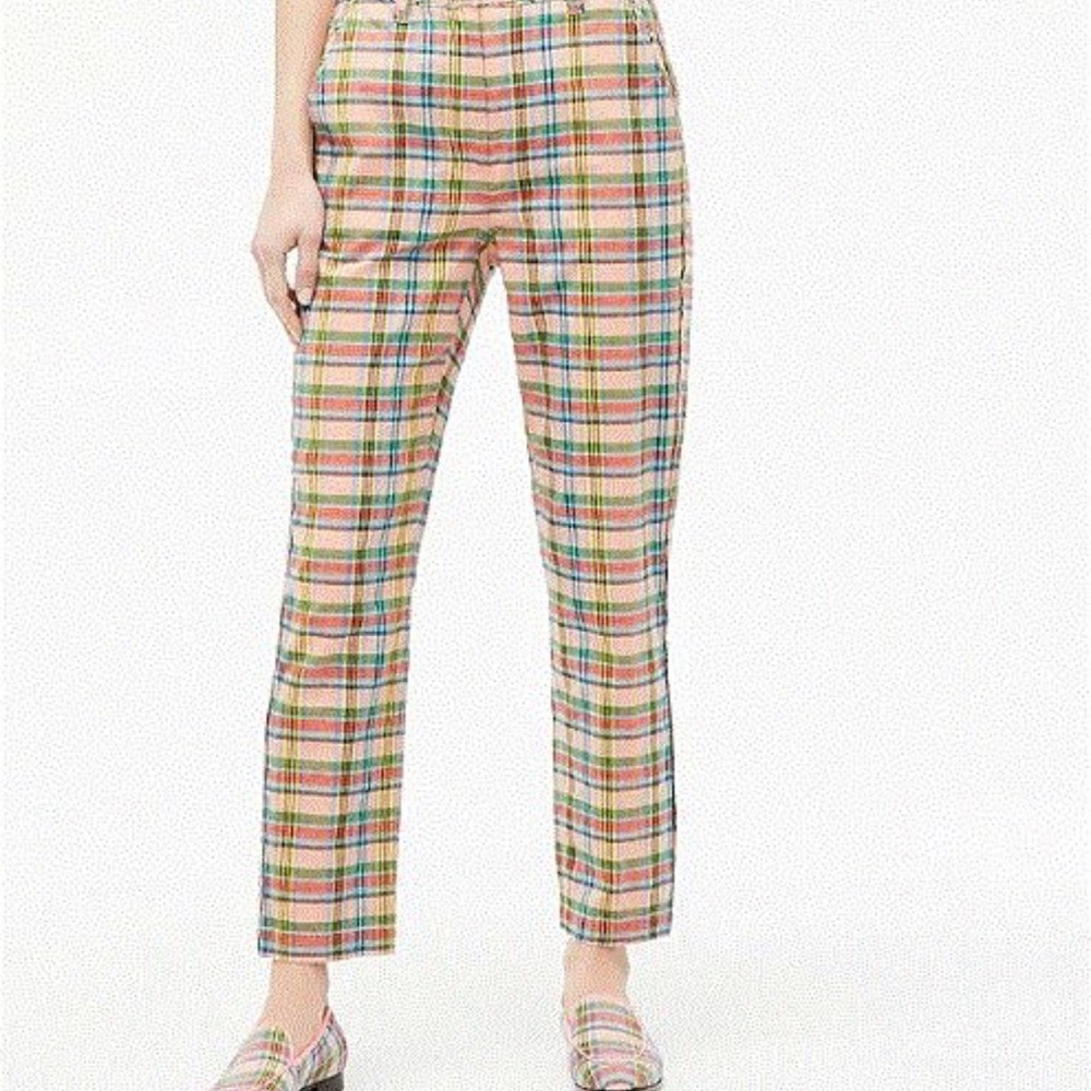 J CREW High rise straight-leg pant in ribbon plaid